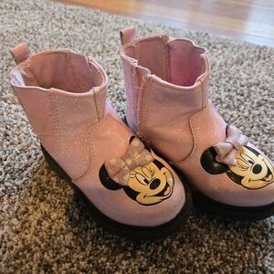 Disney Minnie Mouse Sparkly Pink Kids Boots Girls 6